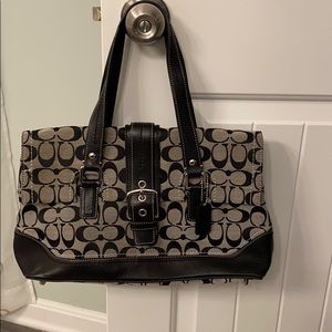 Black and gray Coach bag
